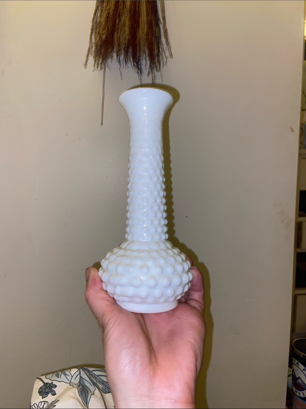 White Hobnail Glass Bud Vase - Classic Milk Glass